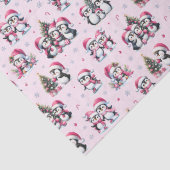 Niedliche Pinguine Muster Hübsch Pink Weihnachten Seidenpapier (Detail)
