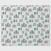 Niedliche Pinguine Muster Minze und Pink Weihnacht Geschenkpapier (Flach)