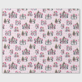 Niedliche Pinguine Muster Pink Weihnachten Geschenkpapier (Flach)