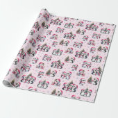 Niedliche Pinguine Muster Pink Weihnachten Geschenkpapier (Ungerollt)