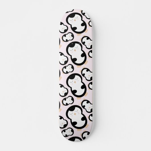 Niedliche Pinguine Muster (rosa) Skateboard (Vorne)