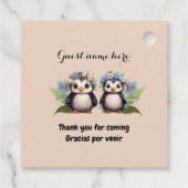 Niedliche Pinguine Name Bilinguale Textgracias Dan Geschenkanhänger (Rückseite)