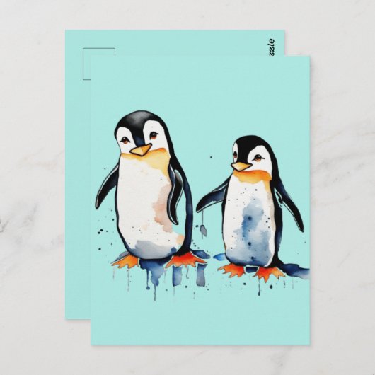 Niedliche Pinguine Postkarte (Vorne/Hinten)