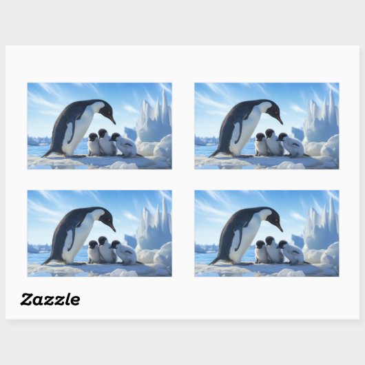 Niedliche Pinguine Rechteckiger Aufkleber (Blatt)