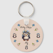 Niedliche Pinguine Rosa Name und Initialen Schlüsselanhänger (Vorderseite)