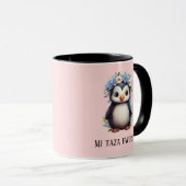Niedliche Pinguine Rosa Zierschrift Tasse (VorderseiteRechts)