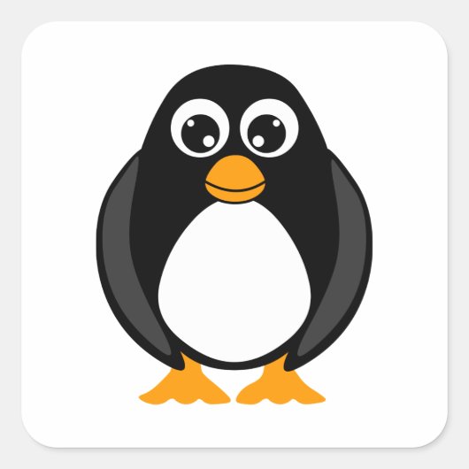 Niedliche Pinguine Schwarz/Weiß Quadratischer Aufkleber (Vorderseite)