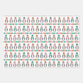 Niedliche Pinguine & Snowman Pink & Aquamarin Geschenkpapier Set (Vorderseite)