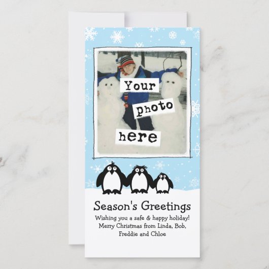 Niedliche Pinguine | Spaß Familienweihnachtsfest F Feiertagskarte (Vorderseite)