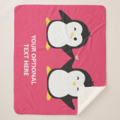 Niedliche Pinguine - Text und Farbe Sherpadecke (Vorderseite)