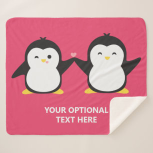 Niedliche Pinguine - Text und Farbe Sherpadecke