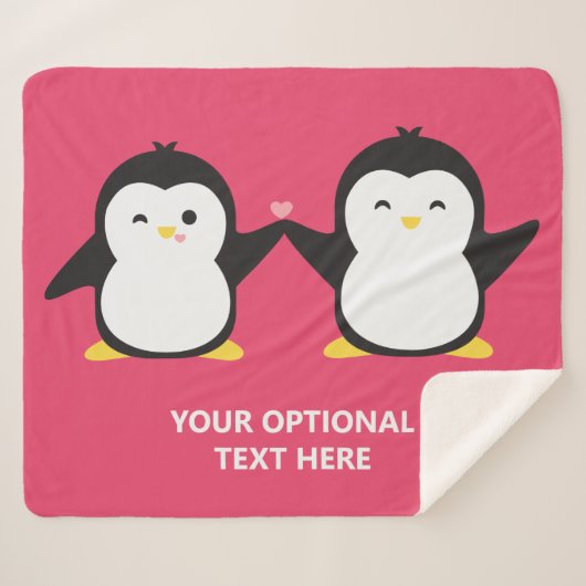 Niedliche Pinguine - Text und Farbe Sherpadecke (Vorderseite (Horizontal))