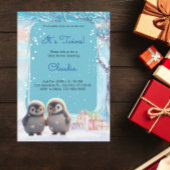 Niedliche Pinguine Twins Winter Blue Baby Dusche Einladung