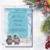 Niedliche Pinguine Twins Winter Blue Baby Dusche Einladung