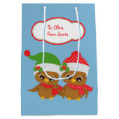 Niedliche Pinguine und Owls Holiday Mittlere Geschenktüte (Rückseite)