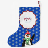 Niedliche Pinguine und Schneeflocken Mit Monogramm Kleiner Weihnachtsstrumpf (Rückseite)