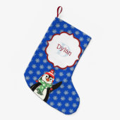 Niedliche Pinguine und Schneeflocken Mit Monogramm Kleiner Weihnachtsstrumpf (Vorderansicht (hängend))