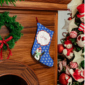 Niedliche Pinguine und Schneeflocken Mit Monogramm Kleiner Weihnachtsstrumpf