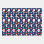 Niedliche Pinguine und Schneeflocken Weihnachten Geschenkpapier Set (Vorderseite)