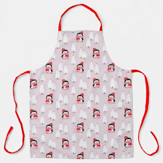 Niedliche Pinguine und Weihnachtsbäume Schürze (Vorderseite)