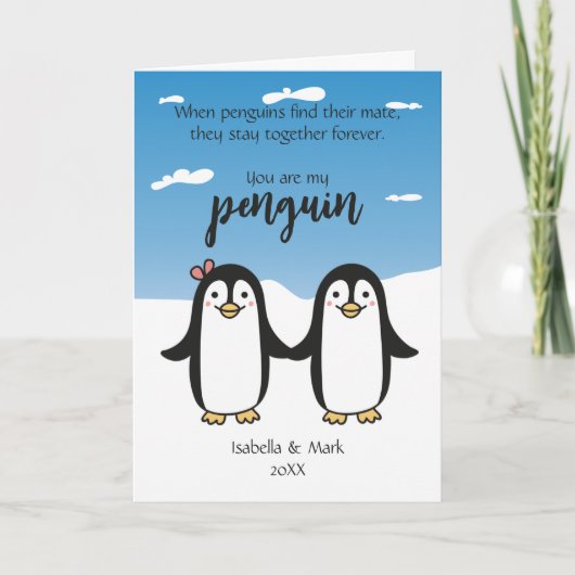Niedliche Pinguine, Valentinkarte Karte (Vorderseite)