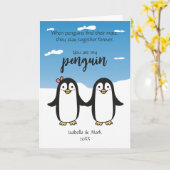 Niedliche Pinguine, Valentinkarte Karte (Gelbe Blume)