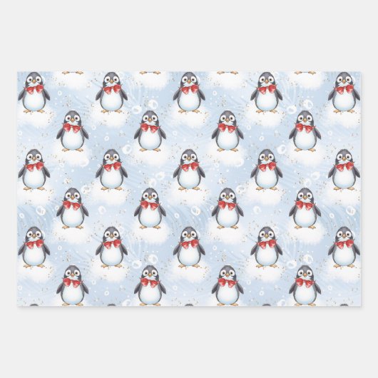 Niedliche Pinguine Weihnachten Geschenkpapier Set (Vorderseite 3)