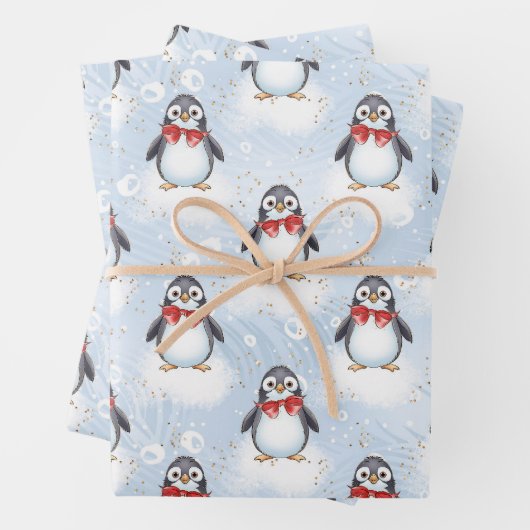 Niedliche Pinguine Weihnachten Geschenkpapier Set (Beispiel)
