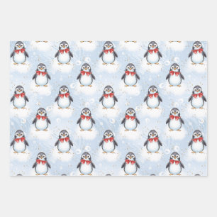 Niedliche Pinguine Weihnachten Geschenkpapier Set