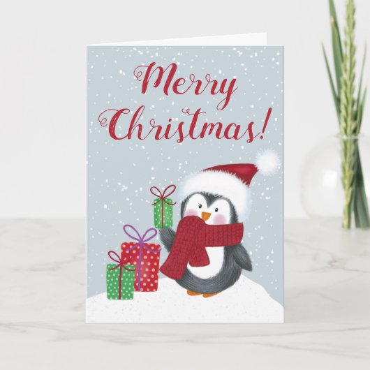 Niedliche Pinguine Weihnachten Karte (Vorderseite)