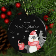 Niedliche Pinguine Weihnachten mit Familienname un