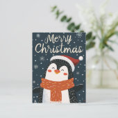 Niedliche Pinguine Weihnachten Postkarte (Stehend Vorderseite)
