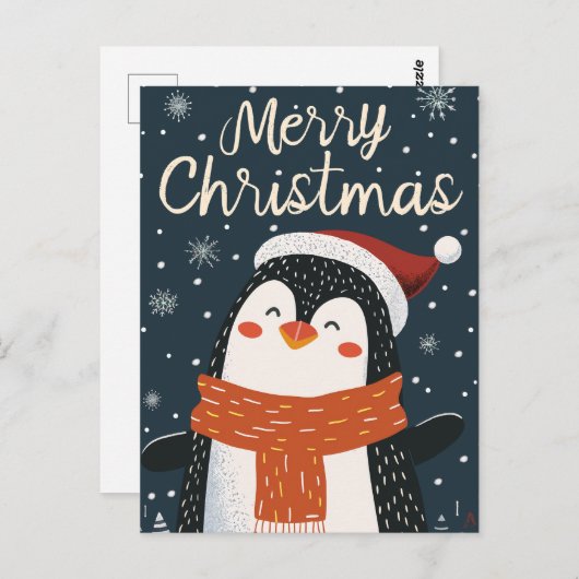 Niedliche Pinguine Weihnachten Postkarte (Vorne/Hinten)