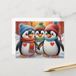 Niedliche Pinguine Weihnachten Postkarte