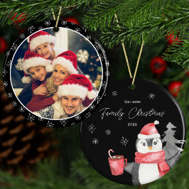 Niedliche Pinguine Weihnachten w Familienname Jahr Keramik Ornament
