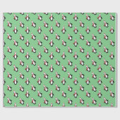 Niedliche Pinguine Weihnachtsmannmütze Leicht Grün Geschenkpapier (Flach)