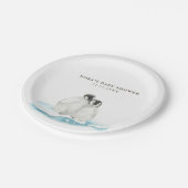 Niedliche Pinguine Winter Arktis Pappteller (Schrägansicht)