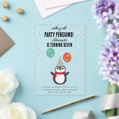 Niedliche Pinguine Winter Birds Kindergeburtstag P Acryleinladungen (In Situ (Hochzeit))