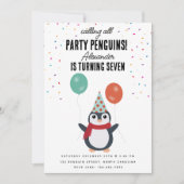 Niedliche Pinguine Winter Birds Kindergeburtstag P Einladung (Vorderseite)