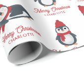 Niedliche Pinguine Winter Frohe Weihnachten Indivi Geschenkpapier (Rolleneckpunkt)