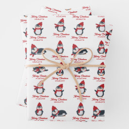 Niedliche Pinguine Winter Frohe Weihnachten Indivi Geschenkpapier Set