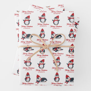 Niedliche Pinguine Winter Frohe Weihnachten Indivi Geschenkpapier Set