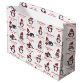 Niedliche Pinguine Winter Frohe Weihnachten Indivi Große Geschenktüte (Rückseite Schrägansicht)