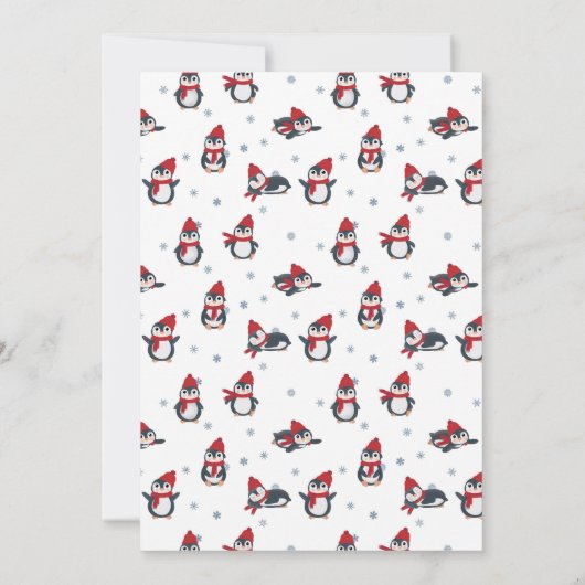 Niedliche Pinguine Winter Kids Boy Animals Geburts Einladung (Rückseite)