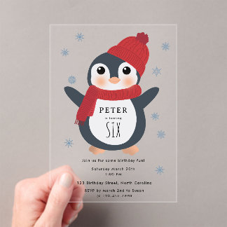 Niedliche Pinguine Wintervögel Arktische Tiere Geb Acryleinladungen