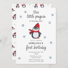 Niedliche Pinguine Wintervögel Arktische Tiere Geb Einladung