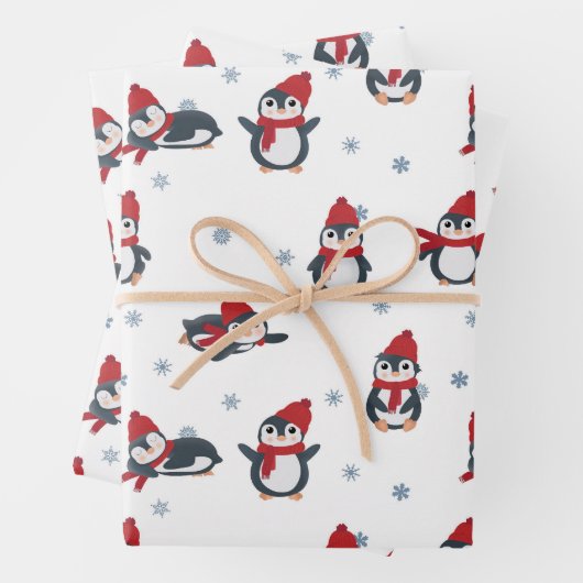 Niedliche Pinguine Wintervögel Arktische Tiere Geschenkpapier Set (Beispiel)