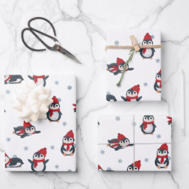 Niedliche Pinguine Wintervögel Arktische Tiere Geschenkpapier Set