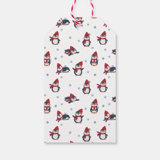 Niedliche Pinguine Wintervögel Arktische Weihnacht Geschenkanhänger (Rückseite)