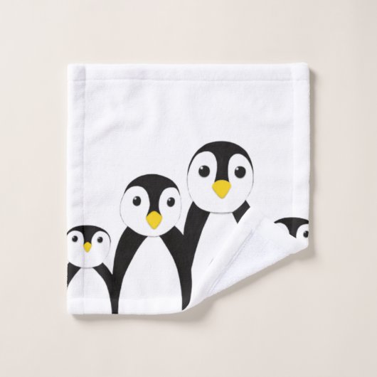 Niedliche Pinguinfamilie Badhandtuch Set (Waschlappen)